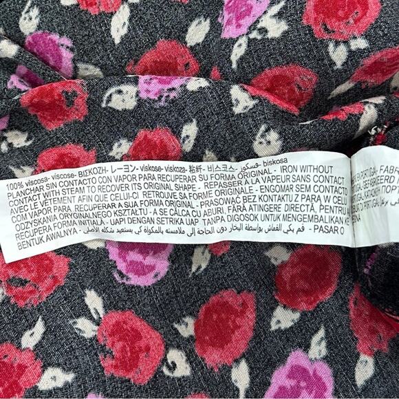 Zara Red Pink and Black Floral Print Maxi Dress size Small Rose - Picture 10 of 11